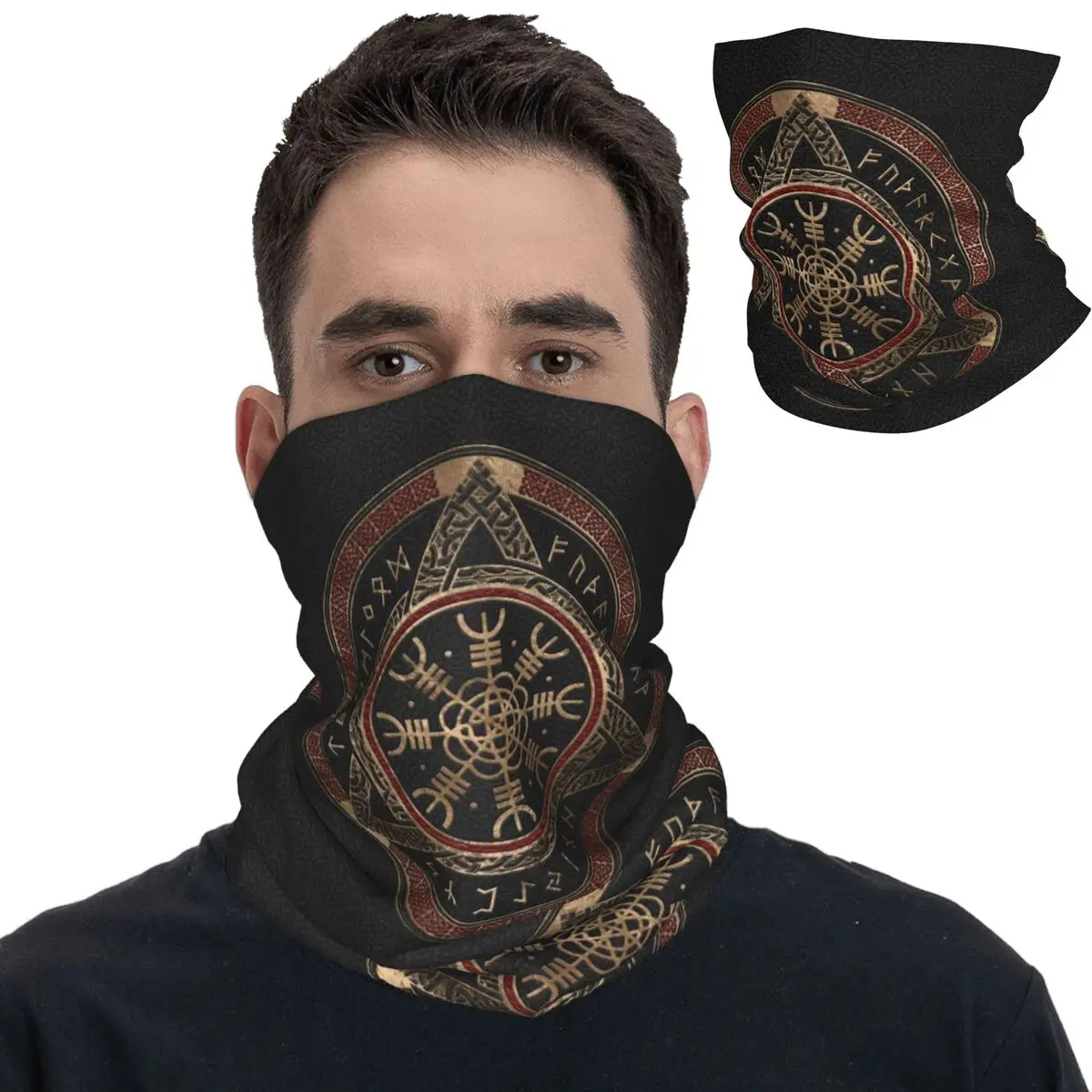 

Vikings Ragnar Lothbrok Bandana Neck Cover Norse Runes Mask Scarf Multi-use Balaclava Outdoor Sports for Men Women Adult