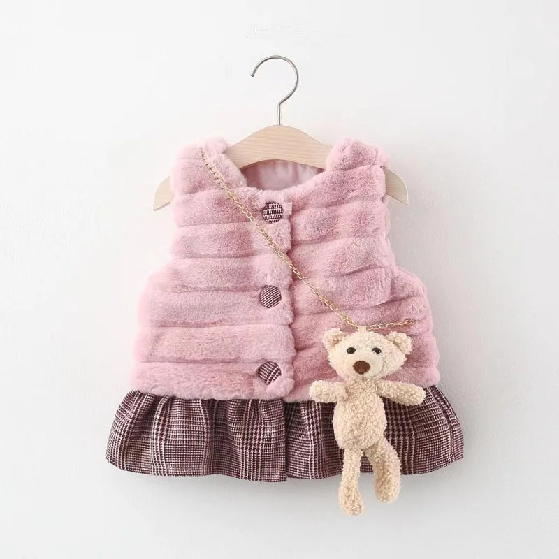 NewBornBabyFurVestKidsJacketsToddlerGirlsWaistcoatWinterWarm