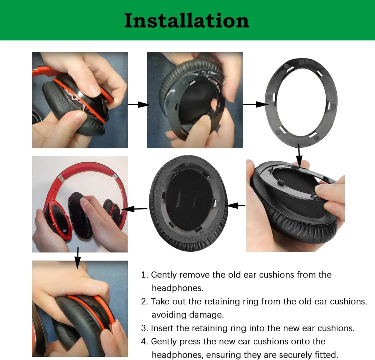 Diy Fabric & Protein & Gel Earpads for BERIBES WH305B WH202A Headphones Replacement Ear Pads Cushions Earmuff
