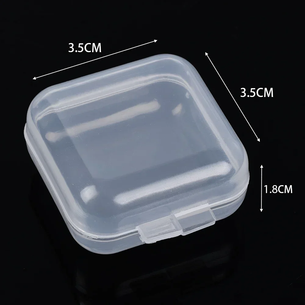 Mini Plastic Storage Box Square Transparent Flip Portable Pill Container Jewelry Holder Earrings Small Packaging Display Case 5