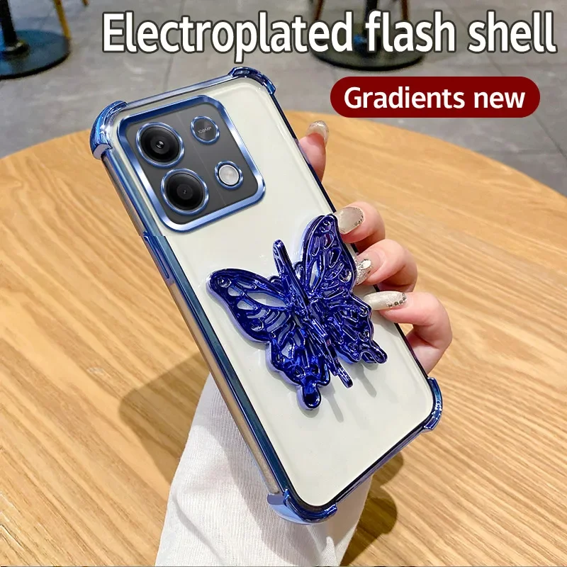 Glitter Plating Butterfly Holder Phone Case with Bracket Cover