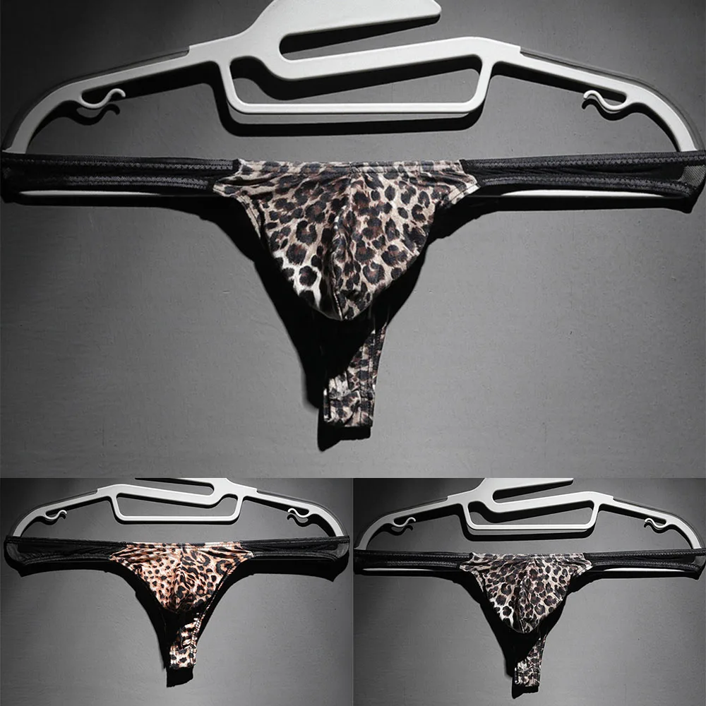 

Bikini Pouch G-String Men Sexy Leopard G-String Jockstrap Tangas Thong T-Back Underwear Underpants Male Soft Panties Nightwear
