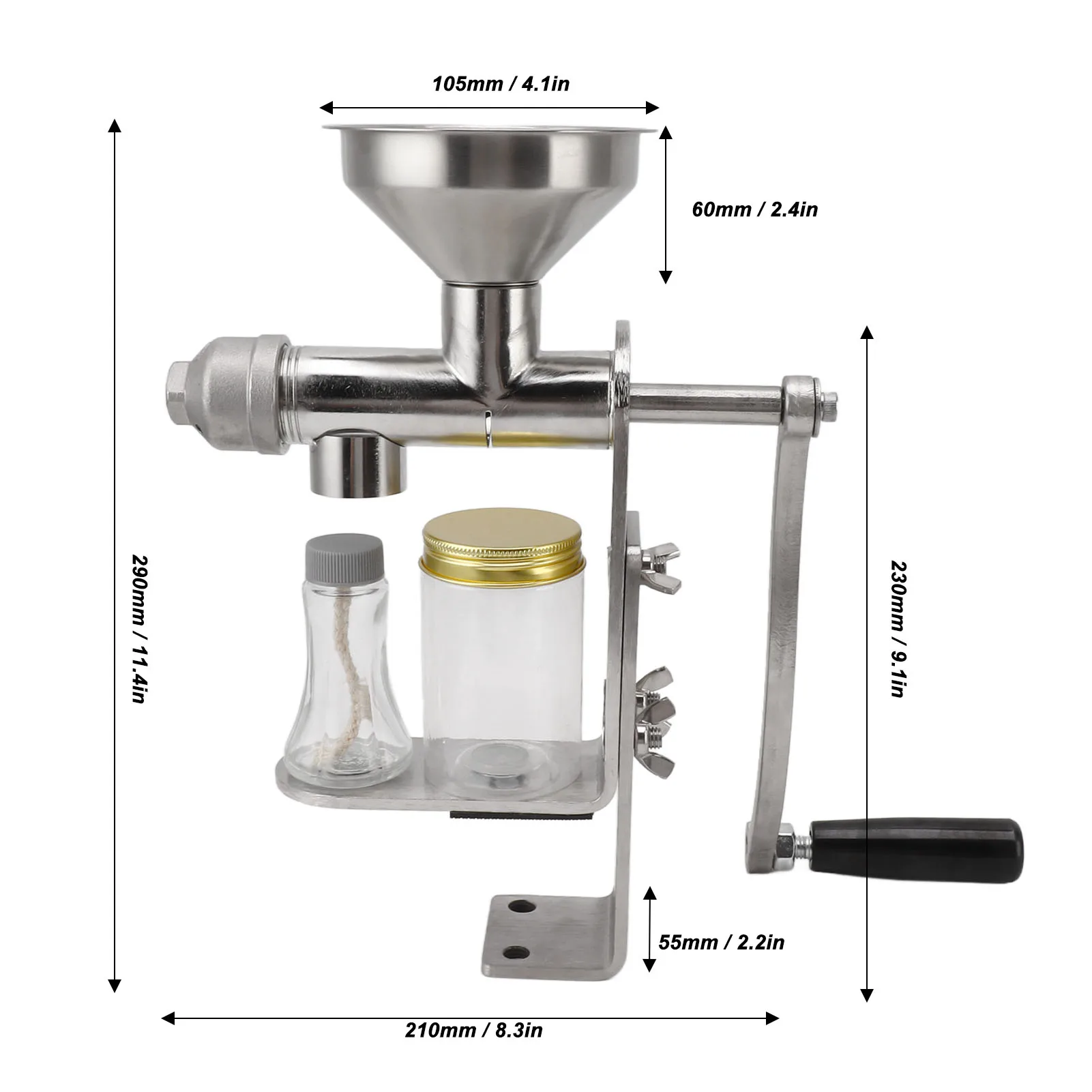 Oil Press Machine Manual Oil Press Machine Stainless Steel for DIY Seed Nuts Peanut Oil Expeller Extractor Household Cold Extractor