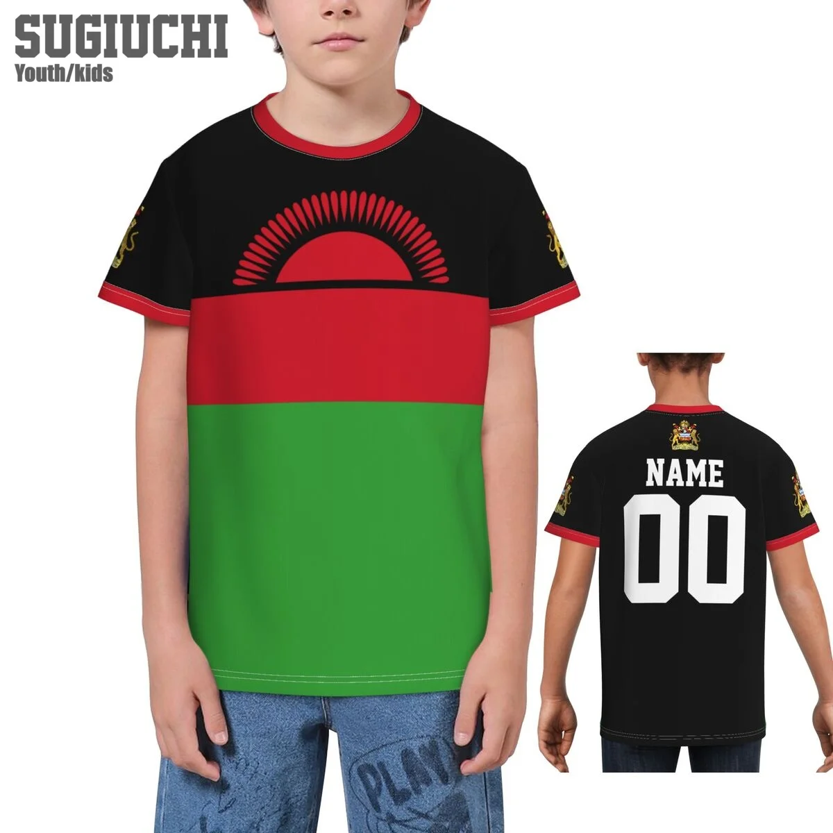 

Custom Name Number Malawi Flag Emblem 3D T-shirts For Kids Youth Boy/Girl Tees jersey Soccer Football Fans Gift T shirt