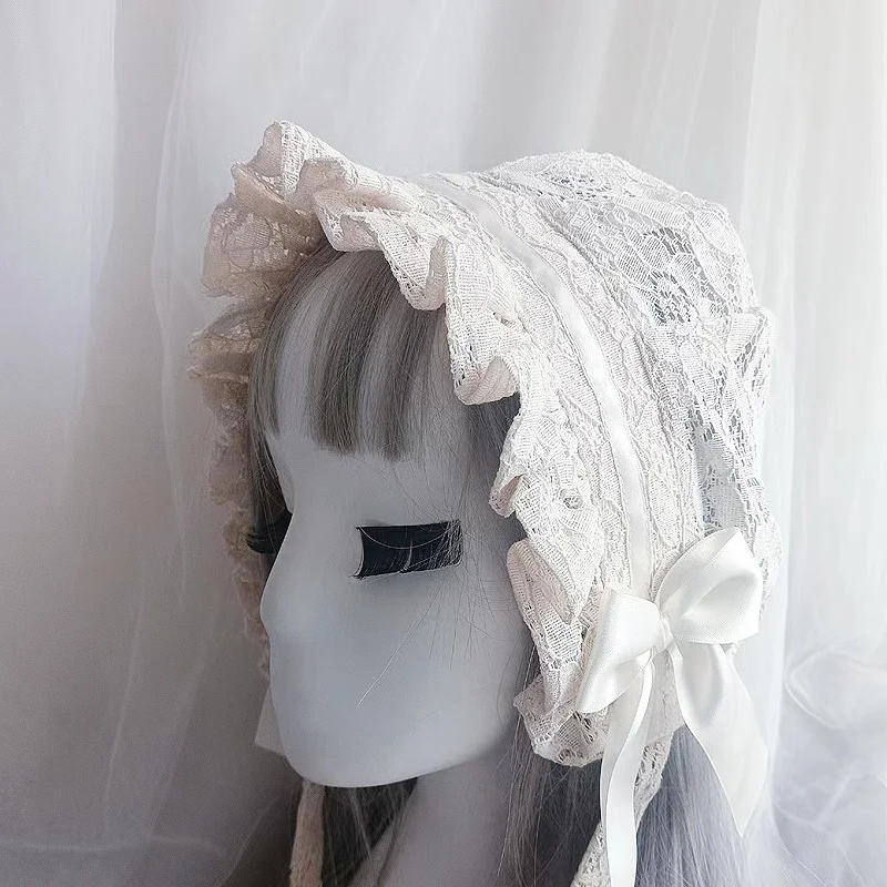 Retro Adjustable Lace Bonnet Hat Women Soft Victorian Style