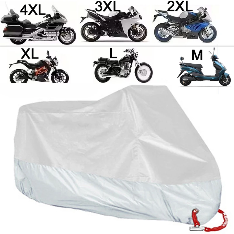 Premium Silver Motorcycle Cover - Waterproof, UV Protection, Outdoor Dustproof, Rain Resistant