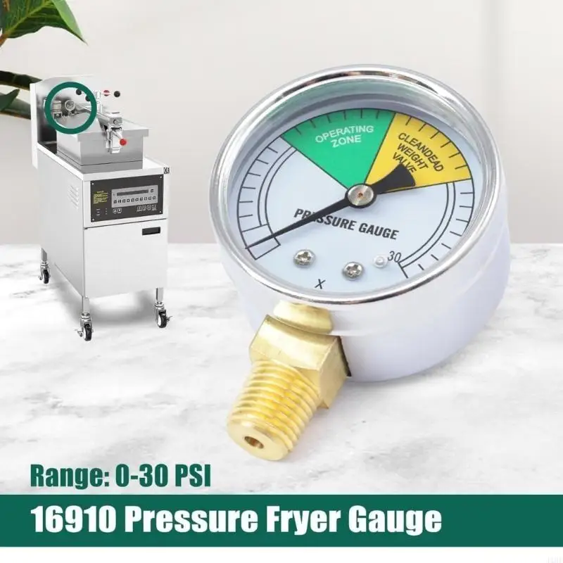 J1HF Pressure Gauge 0-30PSI Bottom Mount Fryers Replacement Part Pressure Fryers Gauge Stainless Steel Texture for Cooking