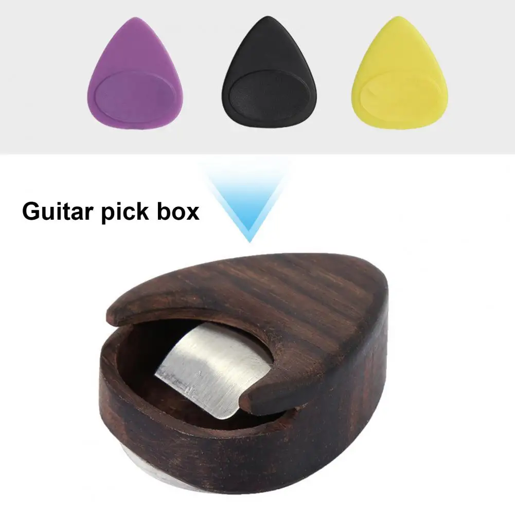 Guitar Picks Container Wood Broken-proof Desktop Decoration Guitar Pick Plectrum Storage Box Picks Box Clear Lines
