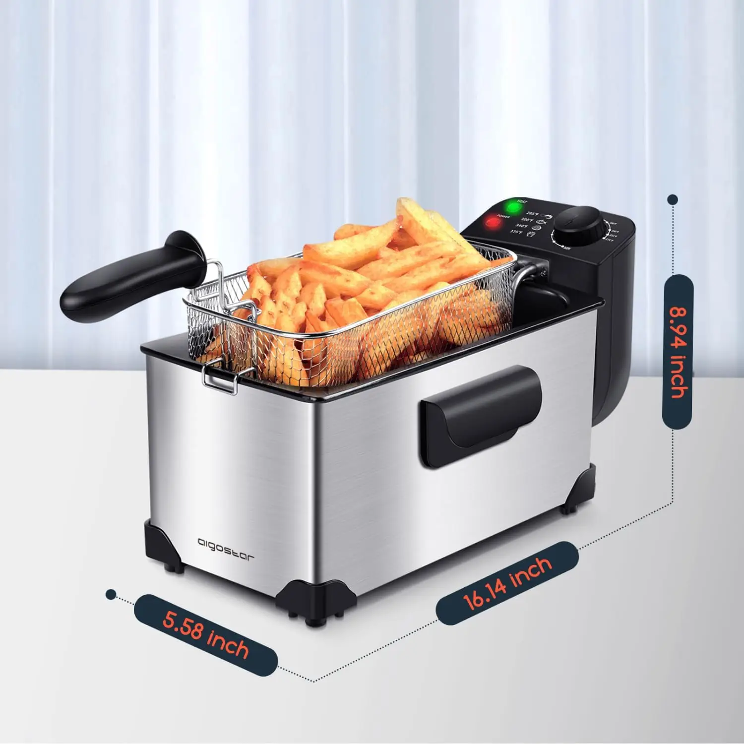Deep Fryer, Electric Deep Fat Fryers with Baskets, 3 Liters Capacity Oil Frying Pot with View Window, ETL Certificated,
