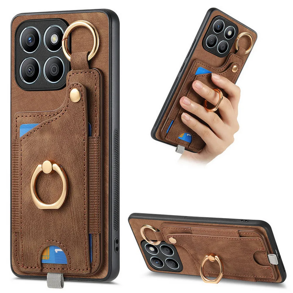 Luxury Leather Card Ring Back Cover Case