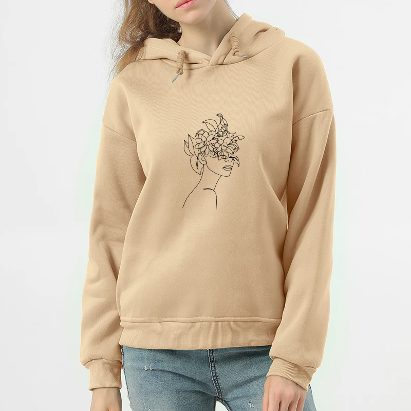 

2020 Kpop Fashion Line Art Hoodies Crewneck Sweatshirt Women Aesthetic 90s Jumper Oversized Pullover Hoodie Vintage Streetwear
