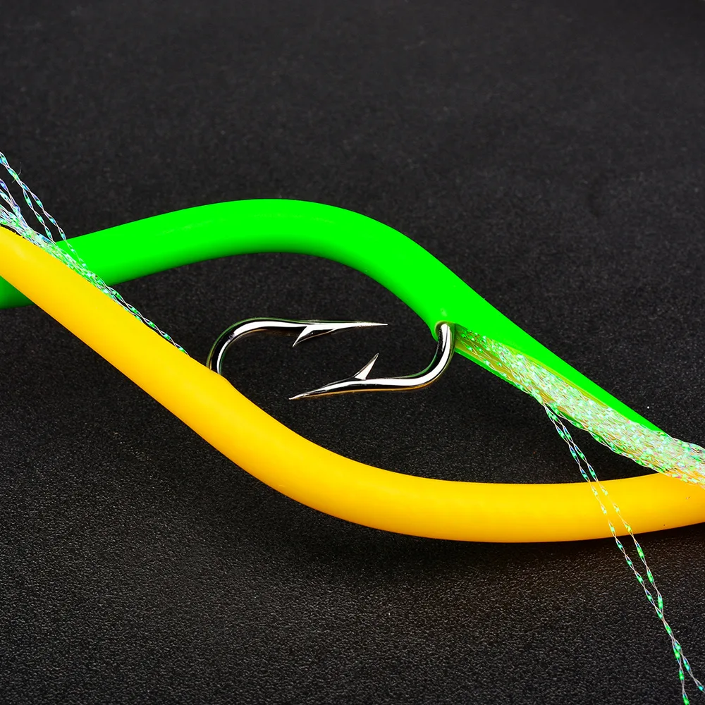 1Pcs Jigs Harten Köder Salzwasser Angeln Lockt Löffel Metall Jig mit Rohr Schwanz Trolling jig Köder Stripers Bass tuner Surf angeln – Detail 7