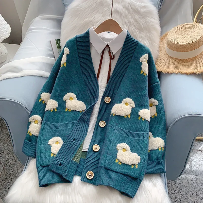 SNOBBY SHEEP 売れ筋商品|||スノッビーシープ ニット&セーター アウター レディース Sweaters Blue Sheep Blue Cardigan, Trendy Chunky Sweater, Black Sheep on