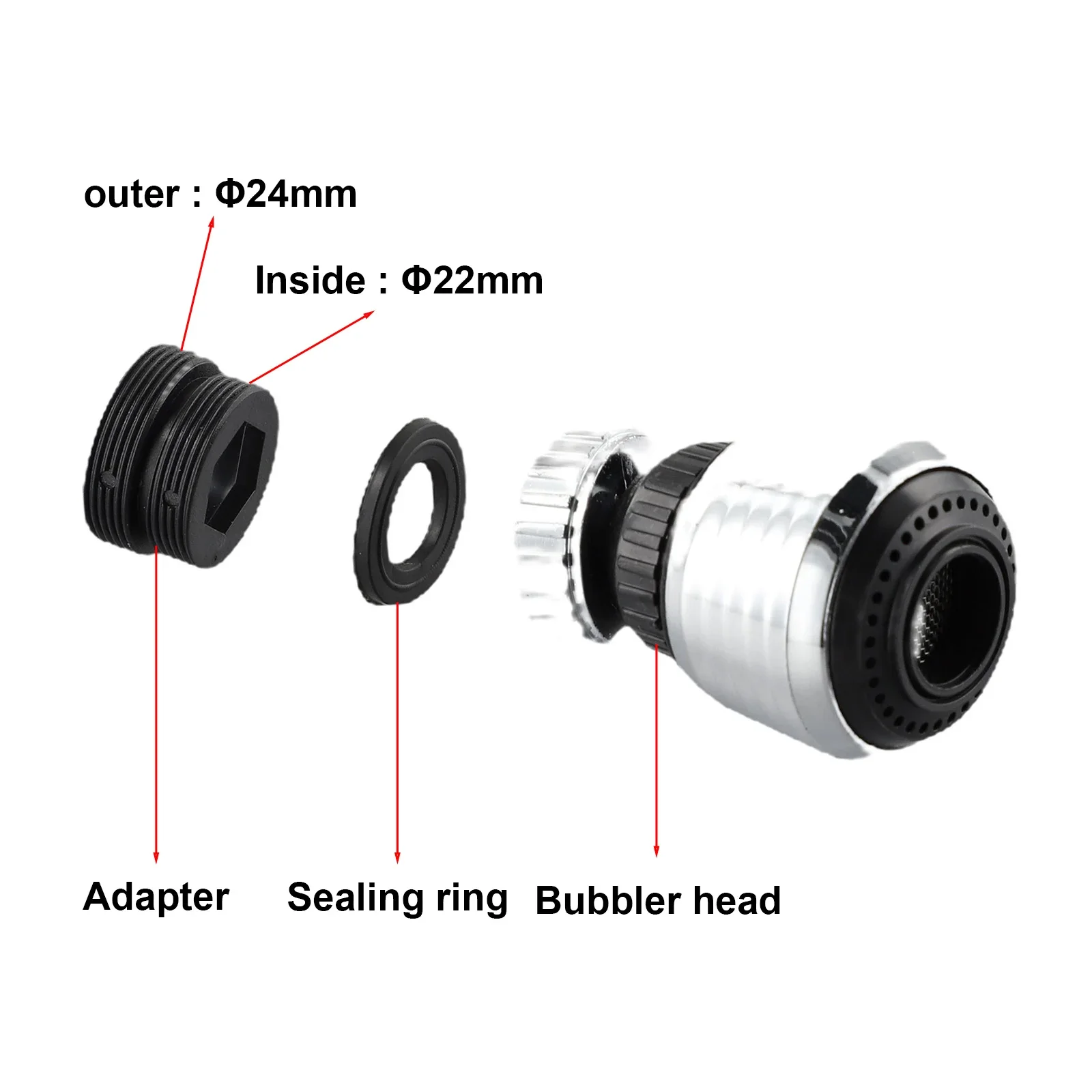 Stainless Steel Kitchen Faucet Sprinkler Water Saving Device Lengthening Rotating Splash Proof Sprayer Extender Bubbler Image 9