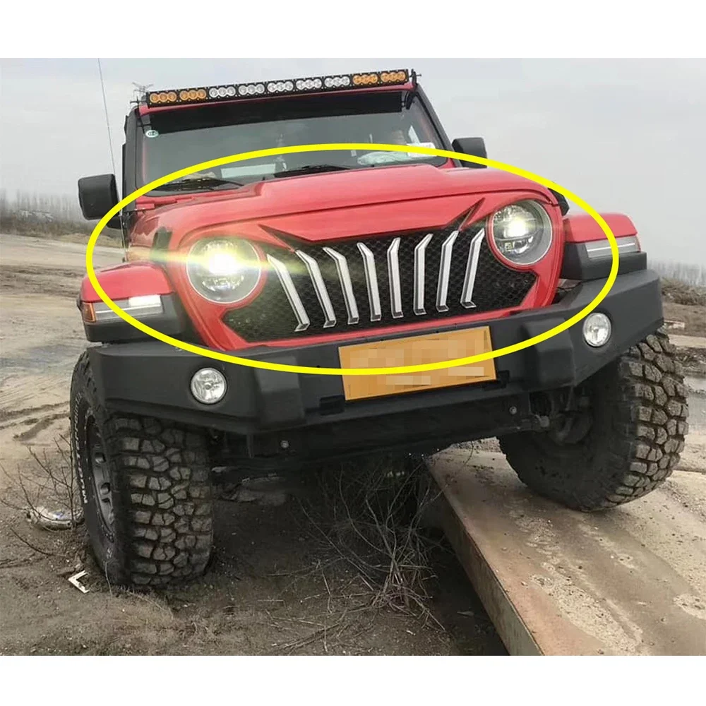 

Передняя решетка радиатора JL1071 для внедорожника, решетка радиатора из АБС-пластика черного цвета для Jeep Wrangler JL 2018 + LantSun