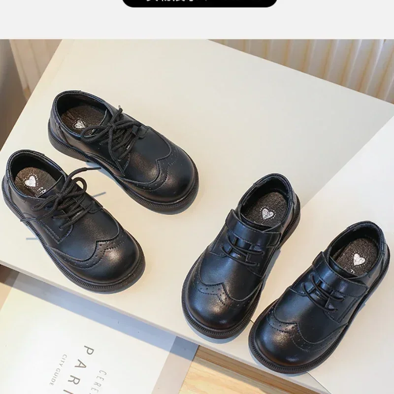 School Student Shoes for Boys Kid Spring Autumn Block New Black Boy Girl Loafer Soft Sole Kid Flats - 6