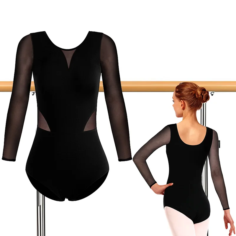 Women's Sleeveless Camisole Ballet Dance Leotards Adult Gymnastics Dance Tank Tops Soft Lining Long Sleeves Bodysuits