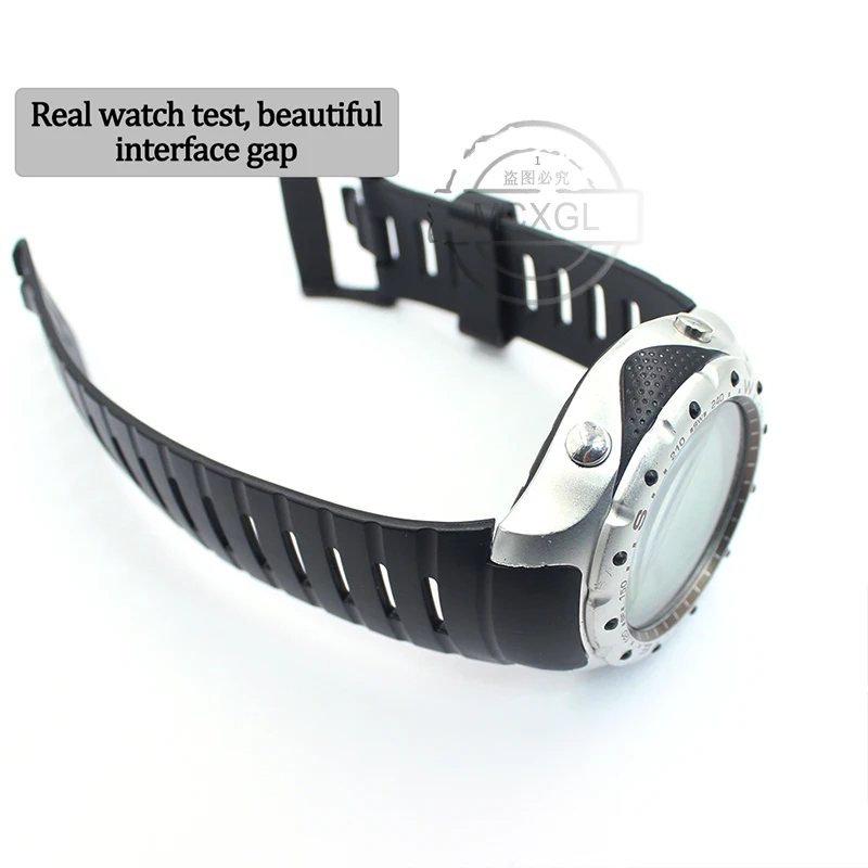 Durable Black Rubber Watch Strap for Military-Style Wristwear