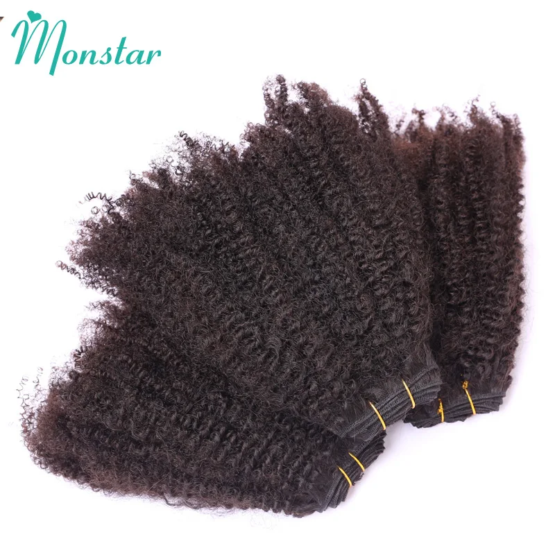 Monstar Clearance Sale Items Afro Kinky Curly Coily Hair 100g/pc Natural Color Brazilian Weave Remy 100% Human Hair Bundles Deal 3