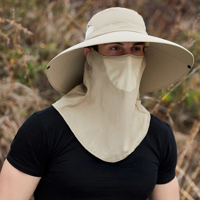 Large Wide Brim Hat Men Summer Detachable Mesh Cap Outdoor Hiking