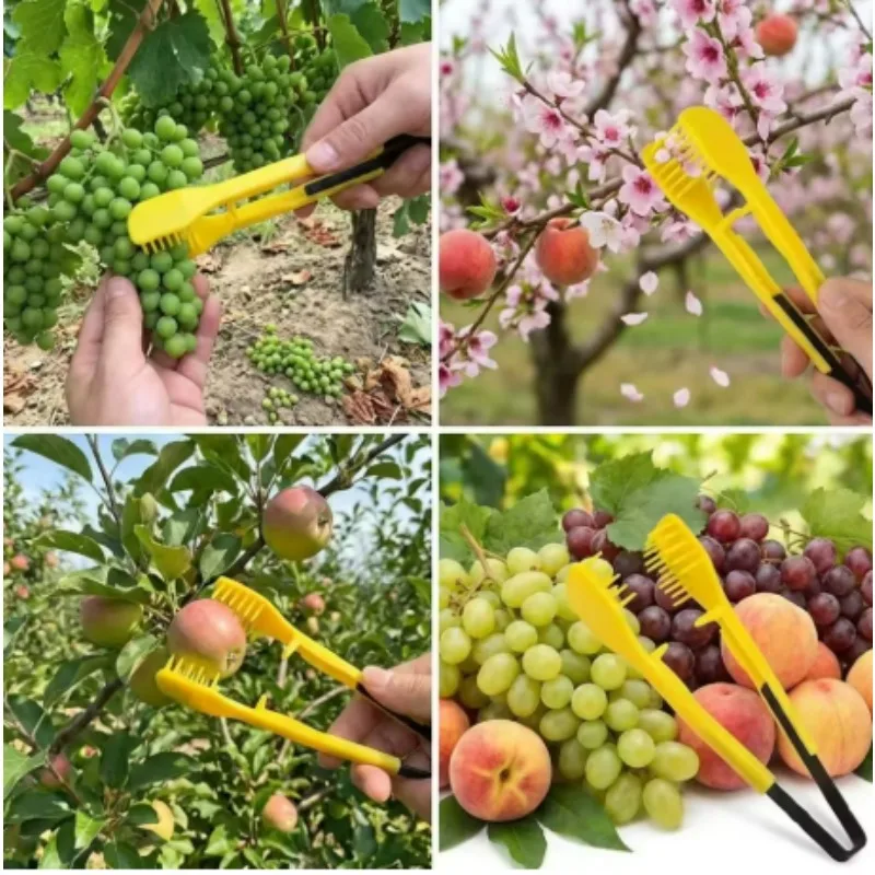 포도나무 속눈썹 정리 클립, 범용 과수원 포도밭 손질 도구(손잡이 포함), 이빨이 있는 과일 속눈썹 정리 클램프, 정원 용품