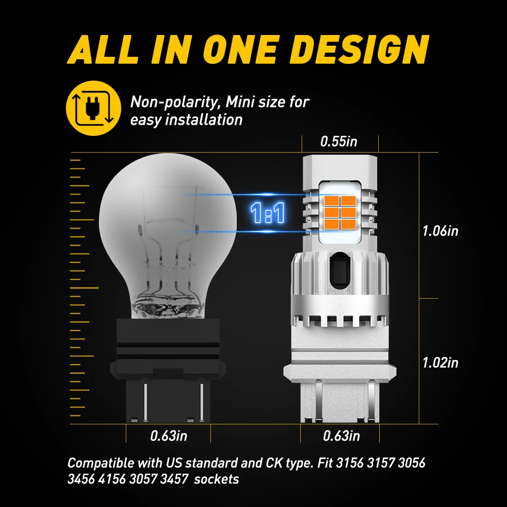 AUXITO 3157 LED  ڹ ĵ  , P27/7W T25, P27W 3156 3157 LED  õ,  ÷ , 2 