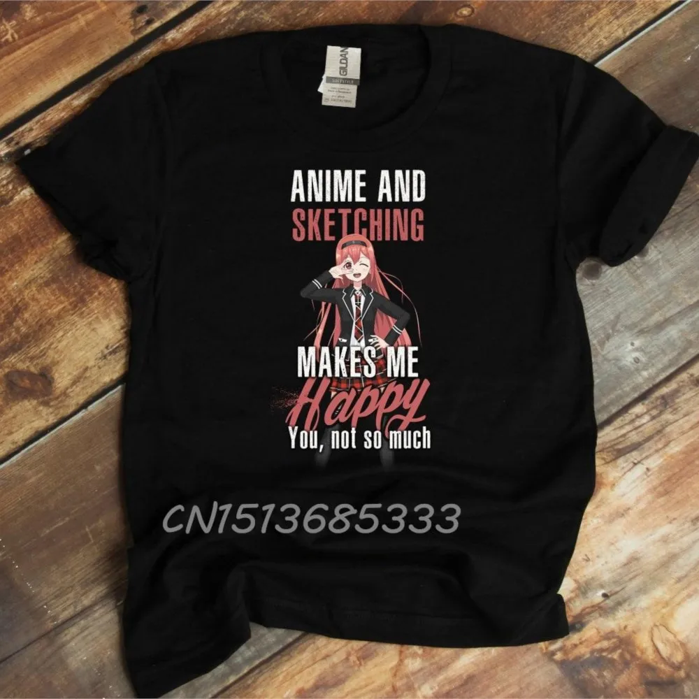 

Anime And Sketching Make Me Happy Women T-shirts Education Is Impotant But Sailing Unisex Retro T Shirts Video Games Food Tops