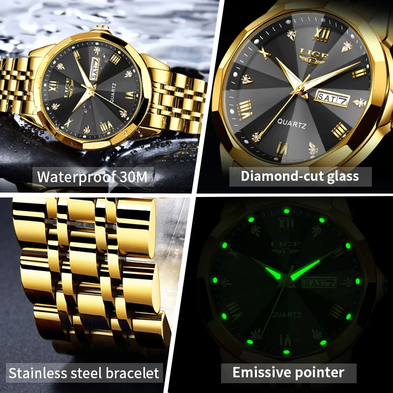 LIGE Top Brand Luxury Fashion Diver Watch Men 30ATM Waterproof Date Clock Sport Watches Mens Quartz Wristwatch Relogio Masculino