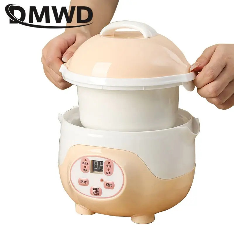 Multifunction 0.8L Automatic Electric Stew Pot Reservable Timing Slow cooker Ceramic liner Stew congee Soup baby food supplement