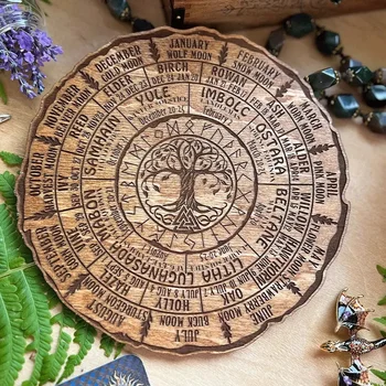 Tree Calendar Wheel Of The Year Wood Sign Tree Of Life Calendar Witchcraft Witchy Planner Witch Altar Wall Calendar Food 1