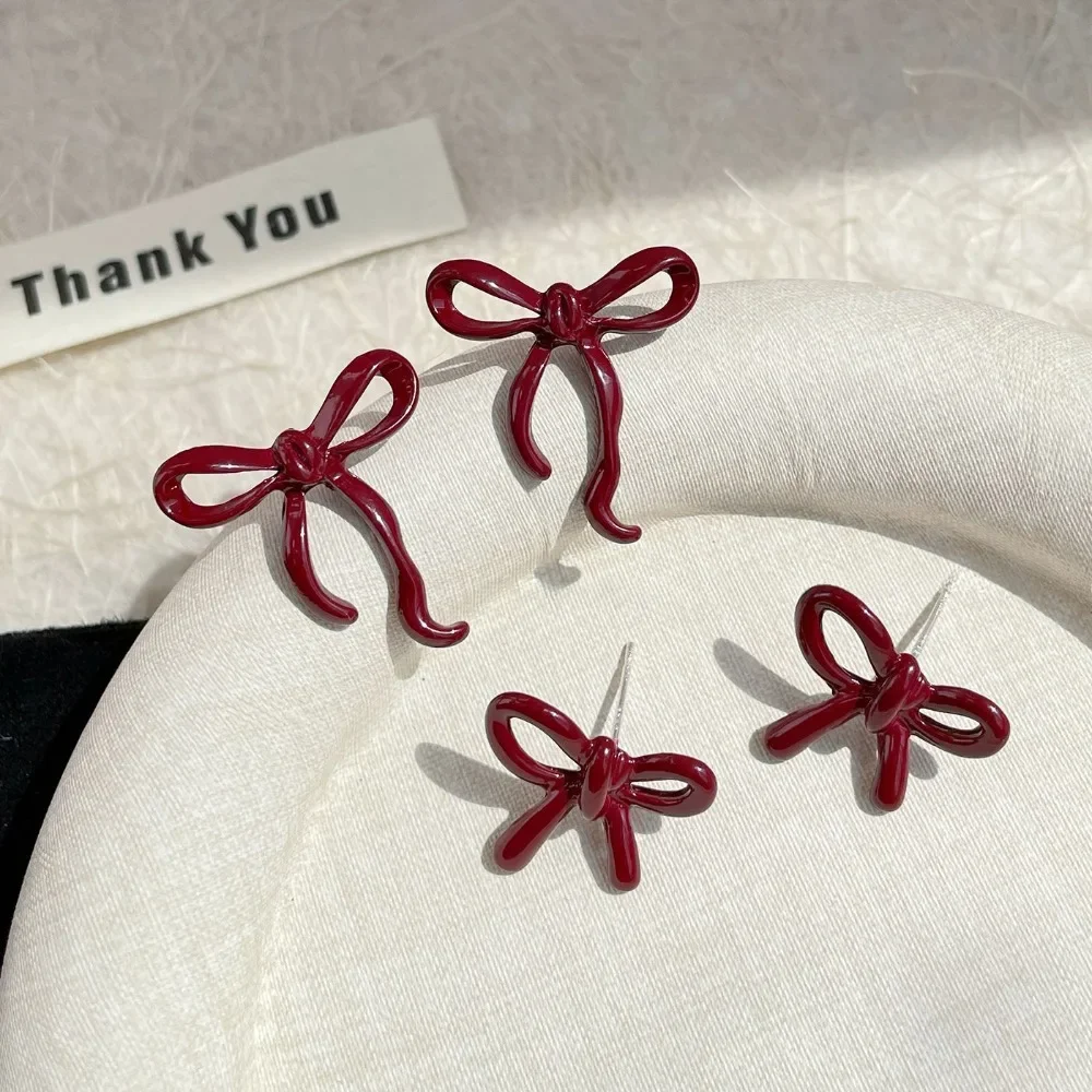 Retro Bowknot Stud Earrings for Women Girls