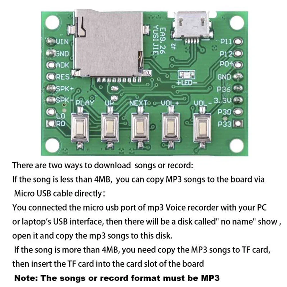New MP3 Music Voice Playback Kit Sound Recording Module with PIR Infrared Sensor Support USB Download TF Card DIY Shop Welcomer 5