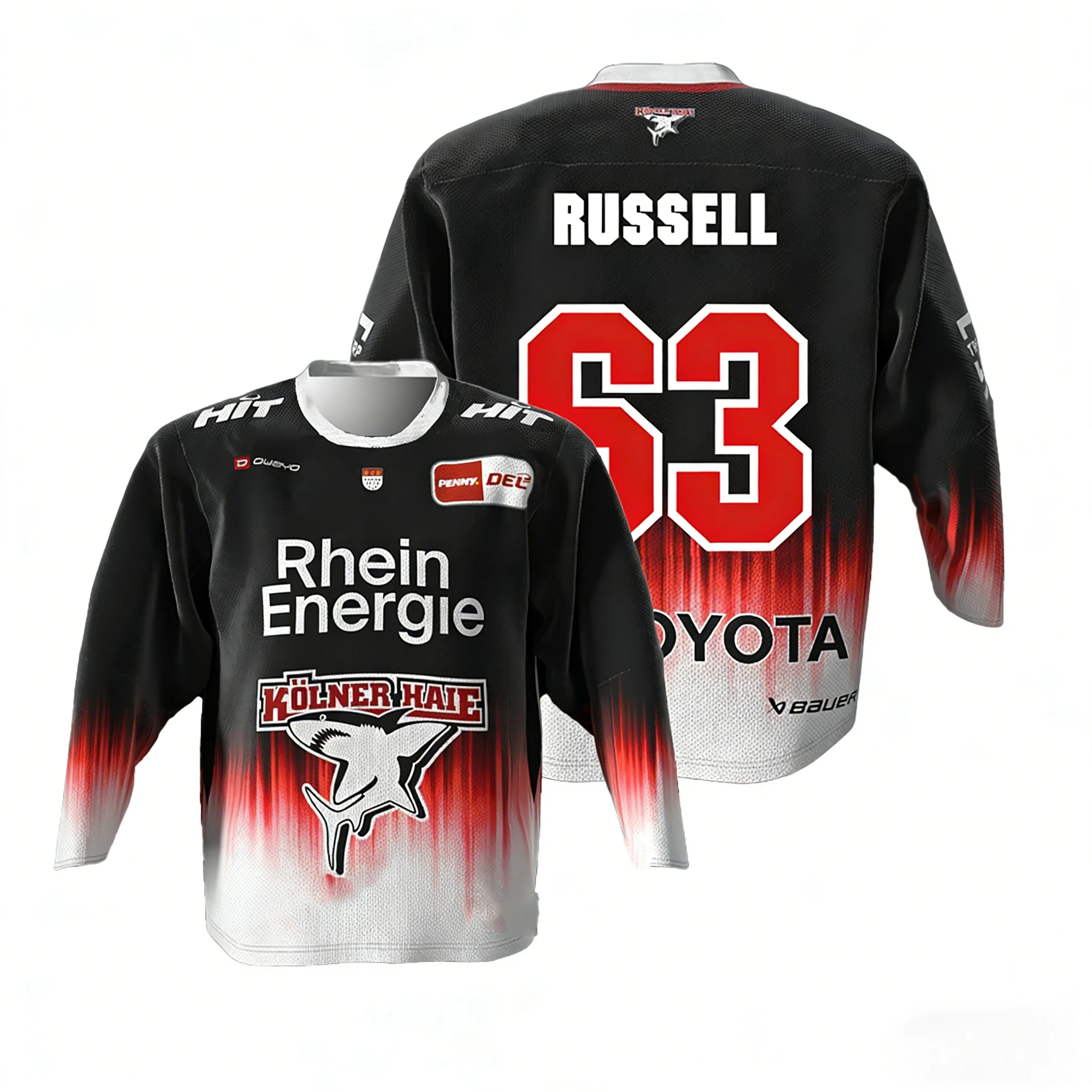 Köln Haier MacLeod # 89 Russell 2026 DEL Eltern-Kind Deutsches Eishockey-Trikot 3D-Gedrucktes Rundhals-Langarm-T-Shirt – Detail 8
