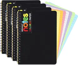 Spiral Notebook Set - 5x7 Inch, Black Cover, Multicolor Pages, 200 - Page Count (1Pc)