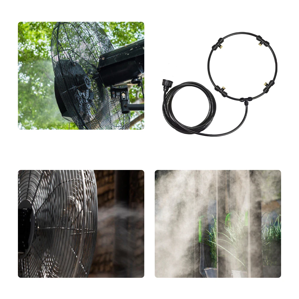 16 Inch Outdoor Fan Cooling Misting System Portable Spray Sprinkler Mist Kit Water Fog Sprayer Outdoor Garden Patio Nebulizer