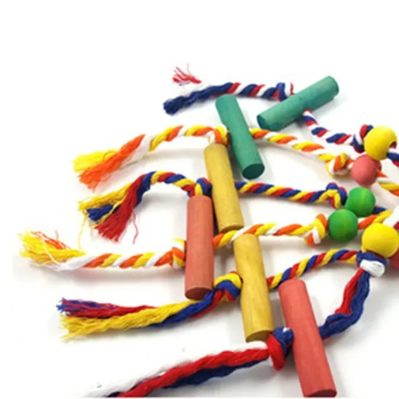 Parrot Chew Toy Cotton Rope Birds Toy Bite Bridge Tearing Toys Cockatiels Training Hang Swings Birds Cage Supplies Parrot Toy