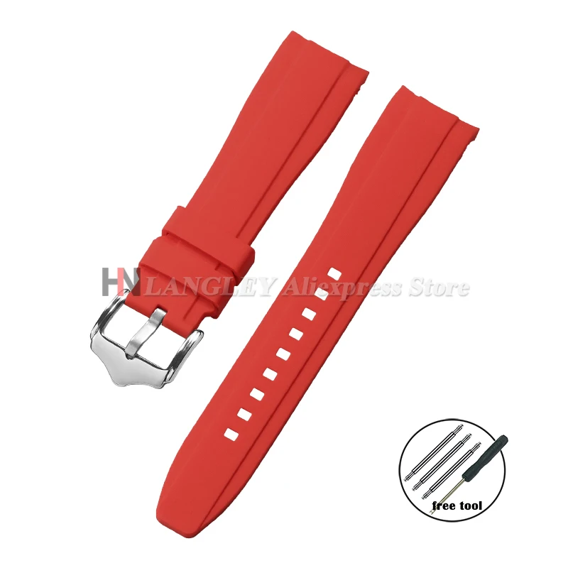 High-Quality Waterproof Silicone Watch Band with Curved Ends – Available in 20mm and 22mm