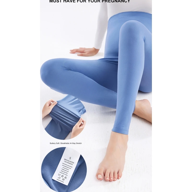 Women Maternity Leggings Over Belly Pregnancy Yoga Pants Workout Stretch Soft Belly Support