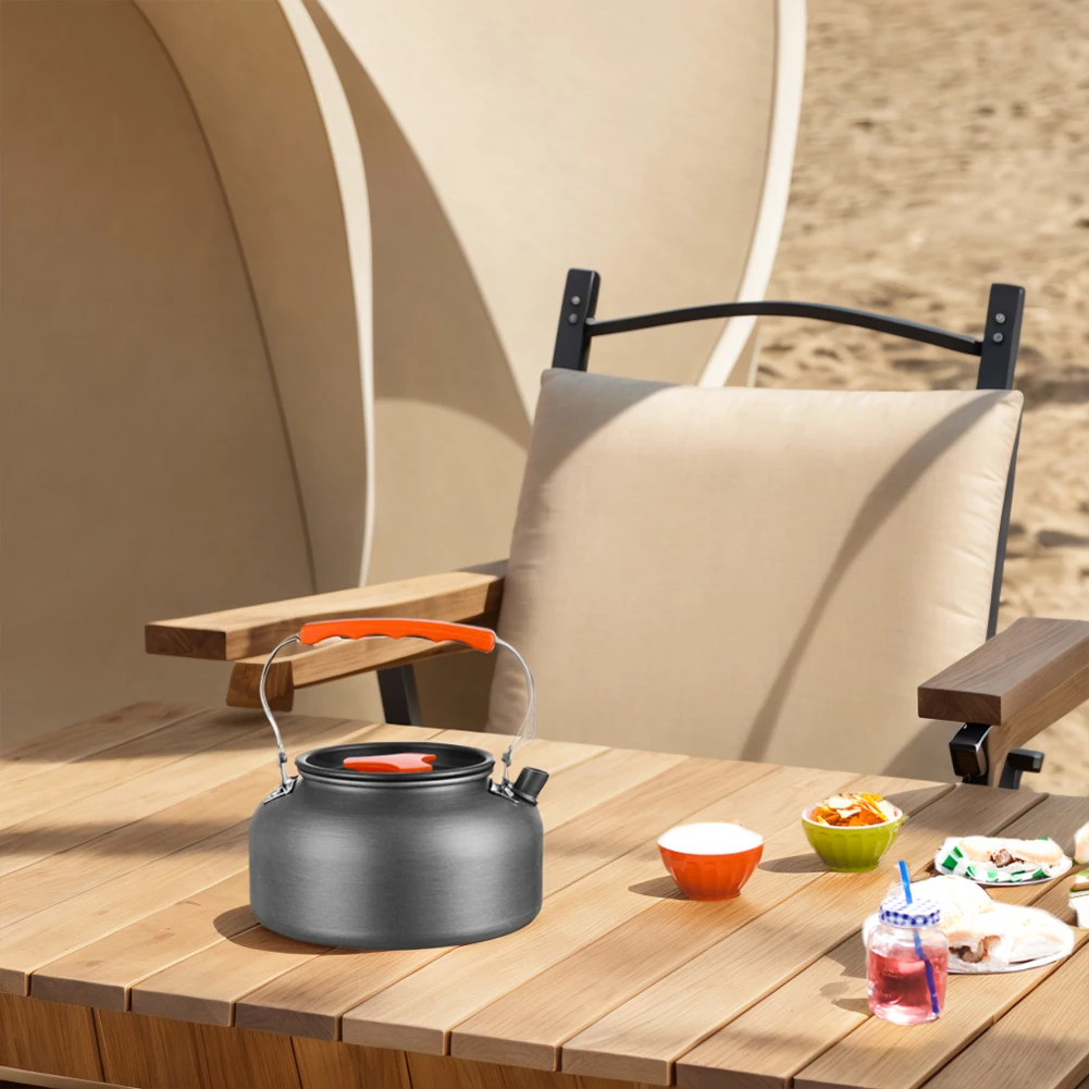 0.8/1.6L Camping Kettle Portable Camping Teapot Aluminum Alloy Water Boiler Anti Scald Handle Multifunctional for Hiking Picnic