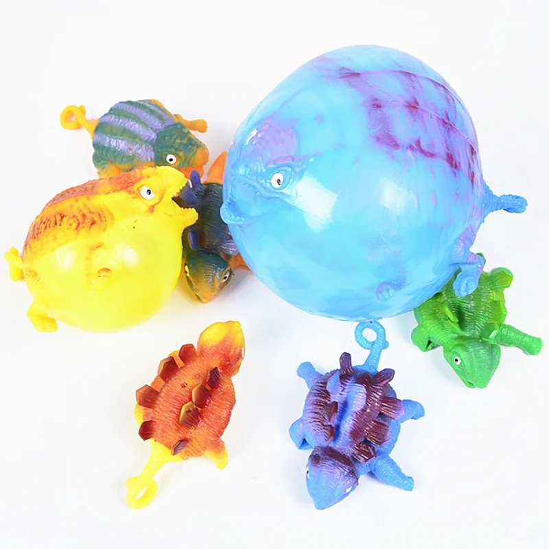 Inflatable Toy Inflatable Ball Toy Decompression Toys 3pcs Funny Blowing Animal Vent Toy Inflatable Dinosaur Ball Water Balloon Squeeze Stress Relief Novelty Kids Party Children Toys