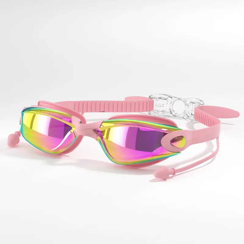 swimming goggles professional electroplating men and women all-in-one earplug anti-fog waterproof HD