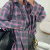 Oversized Plaid Shirt Autumn Winter Women Vintage Long Sleeve Fashion Loose Lapel Pocket Shirt Fit Blouse Korean Style 1