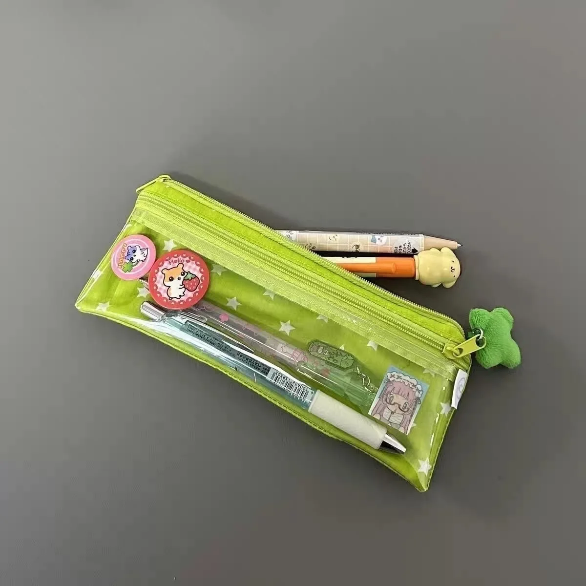 Bonito estrelas lápis caso malha multicamadas caneta saco multifuncional grande capacidade saco de papelaria escola 3
