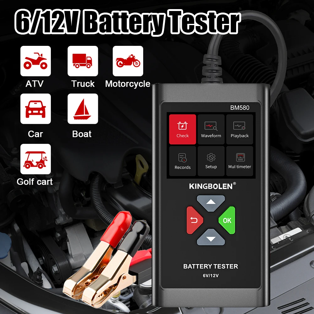 

For Wet/GEL/Lead-acid Battery 12V 6V BM580 Car Battery Tester Charging Cranking Test Auto Accessories CCA Circut Analyzer