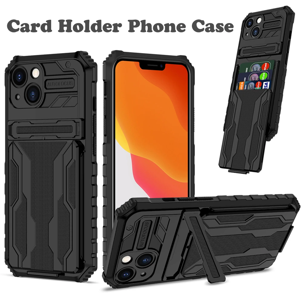 Shockproof Phone Case for iPhone 13 pro Max 12 11 XS MAX Card Bag Holder Phone Cases Cover for iPhone 8Plus 7Plus best case for iphone 13 