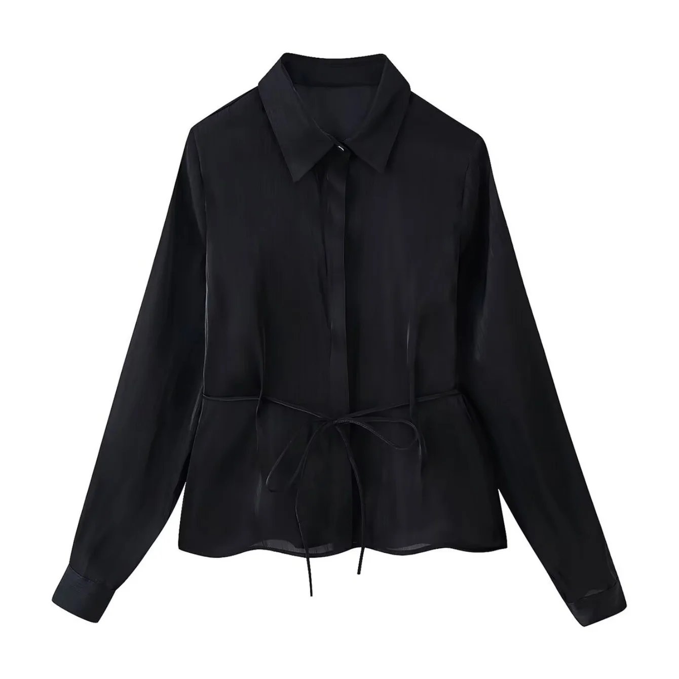 Women Elegant Bow Lace Up Shirt Female Casual Full Sleeve Lapel Single Breasted Shirts Lady Spring Autumn New OL Chic Blouses