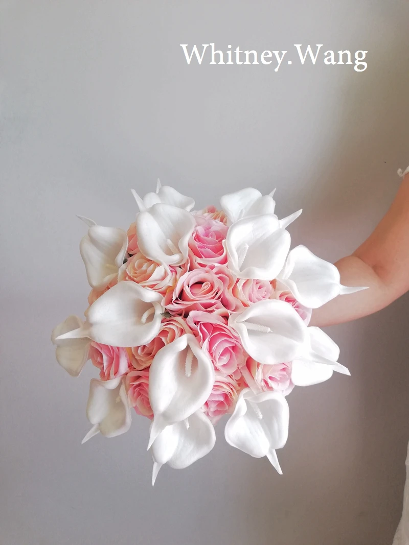 Ramo Novia Flower Bouquet White Pink Artificial Rose Bridal Bouquet  Accessories Boutonniere Corsage Wedding Bracelet Fleur - Wedding Bouquet -  AliExpress