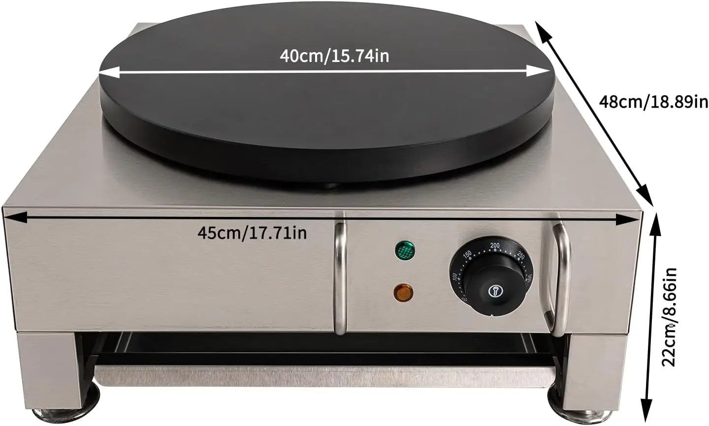 Crepe Maker 16-Inch Pancake Maker Baking Machine Round Crepes Griddle for Restaurants Dessert Stores Snack Bars, Non-stick Coati 4