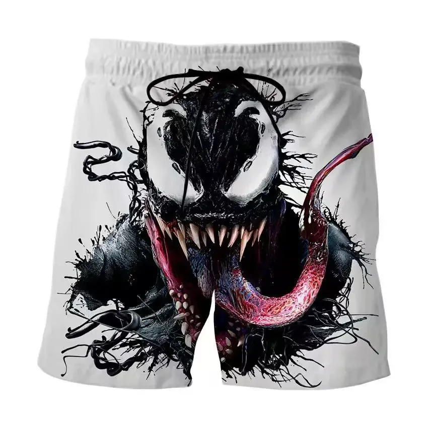 Summer Men's Shorts Marvel Venom Shorts 3D Anime Printed Swim Trunks Beach Shorts New Men's Shorts Fashion Men's Clothing 3