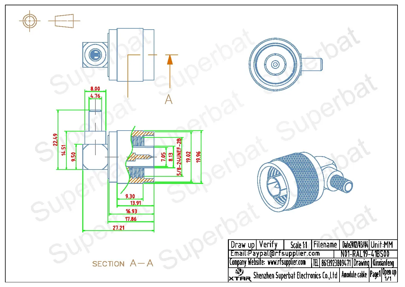 Superbat N Crimp Male Right Angle RF Coaxial Connector for RG58 RG142 RG400 LMR195 Cable - Durable Wireless Connector